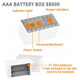 Habow Technic Power-Functions Power Functions AAA Battery Box 88000 (3 Piece) Compatible with Lego-Motor MOC Technic-Parts