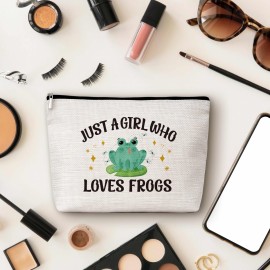 Eyouyeqi Frog Gifts Makeup Bag, Just A Girl Who Loves Frogs Cosmetic Bags, Funny Frog Makeup Zipper Pouch Bag, Frog Lover Inspired Gift, Birthday Gift For Women Girls, 25