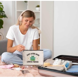 Eyouyeqi Frog Gifts Makeup Bag, Just A Girl Who Loves Frogs Cosmetic Bags, Funny Frog Makeup Zipper Pouch Bag, Frog Lover Inspired Gift, Birthday Gift For Women Girls, 25