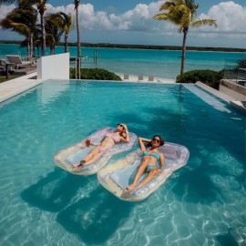 FUNBOY Giant Inflatable Luxury Ombre Glitter Mesh Lounger Water Hammock Pool Float, Perfect for a Summer Pool Party Large,Rainbow