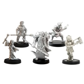 Stonehaven Miniatures Flameheart\'s Valor Company - 30mm Scale Set of 5 Unique Human Figures for DND and Pathfinder 30mm Heroic Scale RPG Lead-Free Pewter Unpainted Unassembled Fantasy Gaming
