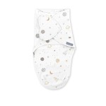 SwaddleMe by Ingenuity Monogram Collection Baby Swaddle, 100% Cotton, Improves Sleep & Calms Startle Reflex, 0-3 Months, Pocket Fold Design for Easy Changes, 1.0 TOG, 1-Pack - Sunset Space