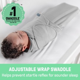 SwaddleMe by Ingenuity Monogram Collection Baby Swaddle, 100% Cotton, Improves Sleep & Calms Startle Reflex, 0-3 Months, Pocket Fold Design for Easy Changes, 1.0 TOG, 1-Pack - Sunset Space