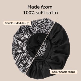 Niagara Sleep Solution Satin Bonnet, Stripes Black, 36 cm