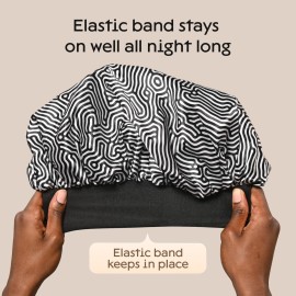 Niagara Sleep Solution Satin Bonnet, Stripes Black, 36 cm