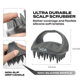 TADA BEAUTY - Long Bristle Large Square Silicon Shampoo Brush Head Scalp Massager Scrubber for Men and Women for Hair Growth Dandruff (Grey) TADA BEAUTY - Long Bristle Large Square Silicon Shampoo Brush Head Scalp Massager Scrubber for Men and Women for Hair Growth Dandruff (Grey)