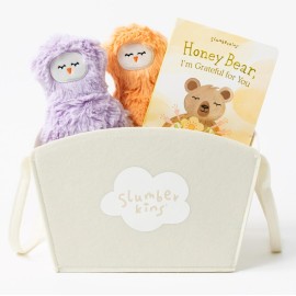 Slumberkins Honey Bear, I\'m Grateful for You Book + Melon Peep + Violet Peep + Basket - Easter Gift Set, SEL Social Emotional Learning Toys for Boys & Girls
