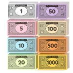 Opoly Play Money - 520Pcs Fake Money for Board Games - 65 of Each Bill in 8 Denominations - $1, 5, 10, 20, 50, 100, 500, & $1000 - Paper Money for Pretend Play Cashier, Refill Packs