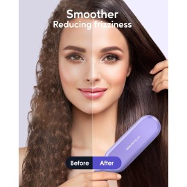 Wavytalk Hair Straightener Brush, Sleek Sweep Ionic Straightening Brush with 6 Temperature Adjust, Anti-Scald Ceramic Straightening Comb Fast Heating for Home Salon, Dual Voltage, Purple. Wavytalk Hair Straightener Brush, Sleek Sweep Ionic Straightening Brush with 6 Temperature Adjust, Anti-Scald Ceramic Straightening Comb Fast Heating for Home Salon, Dual Voltage, Purple.