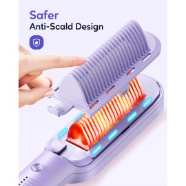 Wavytalk Hair Straightener Brush, Sleek Sweep Ionic Straightening Brush with 6 Temperature Adjust, Anti-Scald Ceramic Straightening Comb Fast Heating for Home Salon, Dual Voltage, Purple. Wavytalk Hair Straightener Brush, Sleek Sweep Ionic Straightening Brush with 6 Temperature Adjust, Anti-Scald Ceramic Straightening Comb Fast Heating for Home Salon, Dual Voltage, Purple.