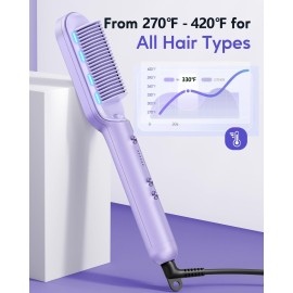 Wavytalk Hair Straightener Brush, Sleek Sweep Ionic Straightening Brush with 6 Temperature Adjust, Anti-Scald Ceramic Straightening Comb Fast Heating for Home Salon, Dual Voltage, Purple. Wavytalk Hair Straightener Brush, Sleek Sweep Ionic Straightening Brush with 6 Temperature Adjust, Anti-Scald Ceramic Straightening Comb Fast Heating for Home Salon, Dual Voltage, Purple.