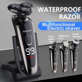 Electric Razor for Men Shaver Rechargeable Waterproof Rotary for Shaving with Nose Trimmer Sideburns Trimmer Face Cleaning Brush Electric Razor for Men Shaver Rechargeable Waterproof Rotary for Shaving with Nose Trimmer Sideburns Trimmer Face Cleaning Brush
