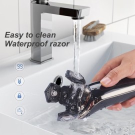 Electric Razor for Men Shaver Rechargeable Waterproof Rotary for Shaving with Nose Trimmer Sideburns Trimmer Face Cleaning Brush Electric Razor for Men Shaver Rechargeable Waterproof Rotary for Shaving with Nose Trimmer Sideburns Trimmer Face Cleaning Brush