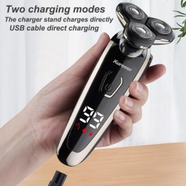 Electric Razor for Men Shaver Rechargeable Waterproof Rotary for Shaving with Nose Trimmer Sideburns Trimmer Face Cleaning Brush Electric Razor for Men Shaver Rechargeable Waterproof Rotary for Shaving with Nose Trimmer Sideburns Trimmer Face Cleaning Brush