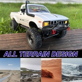 HLSFWDRIVE WPL C24-1 RC Rock Crawler RC Truck 4x4 1/16 Scale RC Crawler Off Road Remote Control Pickup 2.4G All Terrain RTR with Proportional Throttle Steering Led Light Adult