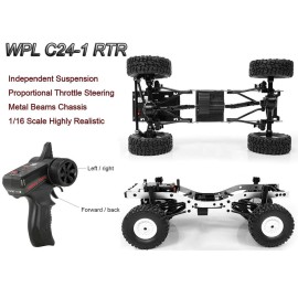 HLSFWDRIVE WPL C24-1 RC Rock Crawler RC Truck 4x4 1/16 Scale RC Crawler Off Road Remote Control Pickup 2.4G All Terrain RTR with Proportional Throttle Steering Led Light Adult