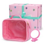 Joyribbon Pink Makeup Cosmetic Bag, Travel Toiletry Bag, Cute Makeup Pouch, Transparent Travel Case, Clear Front, Waterproof and Quart Size Bag, Best Gift for Girls, Teens, Women