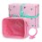 Joyribbon Pink Makeup Cosmetic Bag, Travel Toiletry Bag, Cute Makeup Pouch, Transparent Travel Case, Clear Front, Waterproof and Quart Size Bag, Best Gift for Girls, Teens, Women