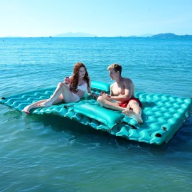 Sunrio 2025 Upgrade 102\'\'*72\'\' Giant Inflatable Floating Mat-Pool Float Lake Floats for Adults with Pool Hammock Pool Mats for Floating Swimming Pool Beach Lake for Summer Water Party Green