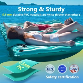 Sunrio 2025 Upgrade 102\'\'*72\'\' Giant Inflatable Floating Mat-Pool Float Lake Floats for Adults with Pool Hammock Pool Mats for Floating Swimming Pool Beach Lake for Summer Water Party Green