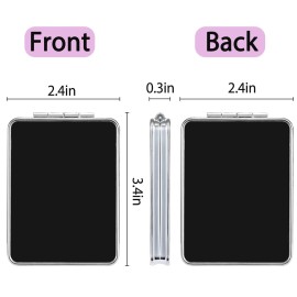 dcdcee Pocket Mirror, Small Travel Mirror with Magnification, Portable Double-Sided Magnifying Cosmetic Mirror for Daily (Black)