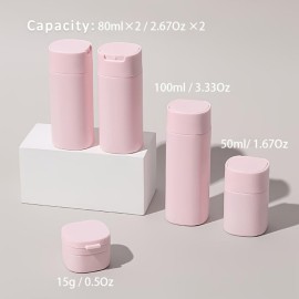 FANPOI 5pcs Travel Cream Dispenser Bottles Set, TSA Approved, Travel Essentials (Pink)