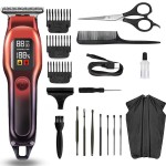Hair Beard Trimmer for Men, Professional T Liners Clippers for Men, Mens Cordless Barber Clippers, Zero Gapped Grooming Hair Cutting Kit, LCD Rechargeable Shaver Clippers Gifts for Men, Red
