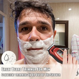 Hair Beard Trimmer for Men, Professional T Liners Clippers for Men, Mens Cordless Barber Clippers, Zero Gapped Grooming Hair Cutting Kit, LCD Rechargeable Shaver Clippers Gifts for Men, Red