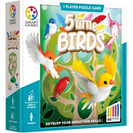 SmartGames 5 Little Birds Wooden Deduction Game for Ages 5 - Adult with 60 Challenges