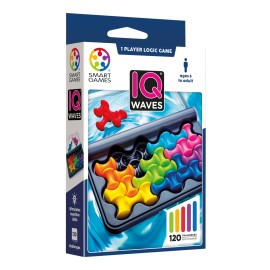 SmartGames IQ Waves | Boost Logic and Problem Solving Skills | 120 Challenges from Easy to Expert | Great for Ages 6 - Adult | A Fun Travel Game in a Portable Case | Unique Soft Touch Game Pieces