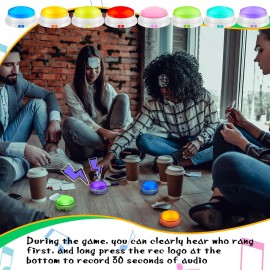 Xuhal 8 Pcs Glowing Buzzers for Trivia Games Light up Recordable Answer Button Buzzers Gifts for Game Show Back to School Team Family Nights, 8 Colors