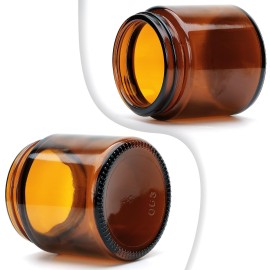 4oz Glass Amber Cosmetic Jars with Black Lids,12 Pack Empty Small Glass Jars with Inner Liners, Round Sample Container for Cream,Lotion,Ointments