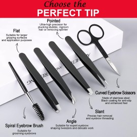 Stocking Stuffers for Women, 2024 Christmas Gifts for Her, 6-Pack Tweezers for Women Facial Hair, Tinyera Pointed Precision Eyebrow Tweezer Set with Brush Stocking Stuffers for Women, 2024 Christmas Gifts for Her, 6-Pack Tweezers for Women Facial Hair, Tinyera Pointed Precision Eyebrow Tweezer Set with Brush