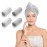 Homewear 4 Pack Microfiber Hair Wrap Towels, Drying Turbans for Wet Hair, Dry Towel for Women Anti Frizz, Dark Grey/Light Grey