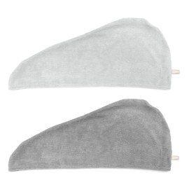 Homewear 4 Pack Microfiber Hair Wrap Towels, Drying Turbans for Wet Hair, Dry Towel for Women Anti Frizz, Dark Grey/Light Grey