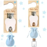 DoubleFill Tooth Fairy Holder Bag Hanger with Money Slot Keepsake Bottle Velvet Pouch Tooth Fairy Box Encourage Gift for Lost Teeth Boy Girl Milk(Classic,Blue)