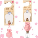 DoubleFill Tooth Fairy Holder Bag Hanger with Money Slot Keepsake Bottle Velvet Pouch Tooth Fairy Box Encourage Gift for Lost Teeth Boy Girl Milk(Classic,Pink)
