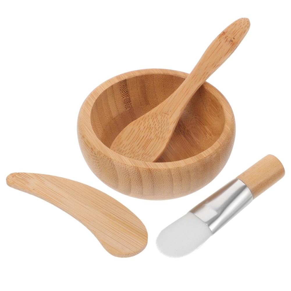 NOLITOY Wooden Facial Mask Mixing Bowl Kit, DIY Skin Care Tools with Face Mask Brush and Spatula for Esthemax Masks