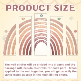 Tinideya 76.77x47.24\'\' Watercolor Large Rainbow Wall Decal Classroom Wall Decor with Inspirational Quote Peel and Stick Stickers Waterproof Wallpaper for Girls Kids Bedroom Nursery Playroom(Boho)