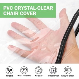 Salon Chair Cover - 20x 15x 4.5Seat Covers Black,Salon Chair Covers Protectors,Square Salon Chair Covers Protectors fits Most Salon Chairs,Reinforced Precision Stitched Clear Covers (1)