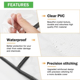 Salon Chair Cover - 20x 15x 4.5Seat Covers Black,Salon Chair Covers Protectors,Square Salon Chair Covers Protectors fits Most Salon Chairs,Reinforced Precision Stitched Clear Covers (1)