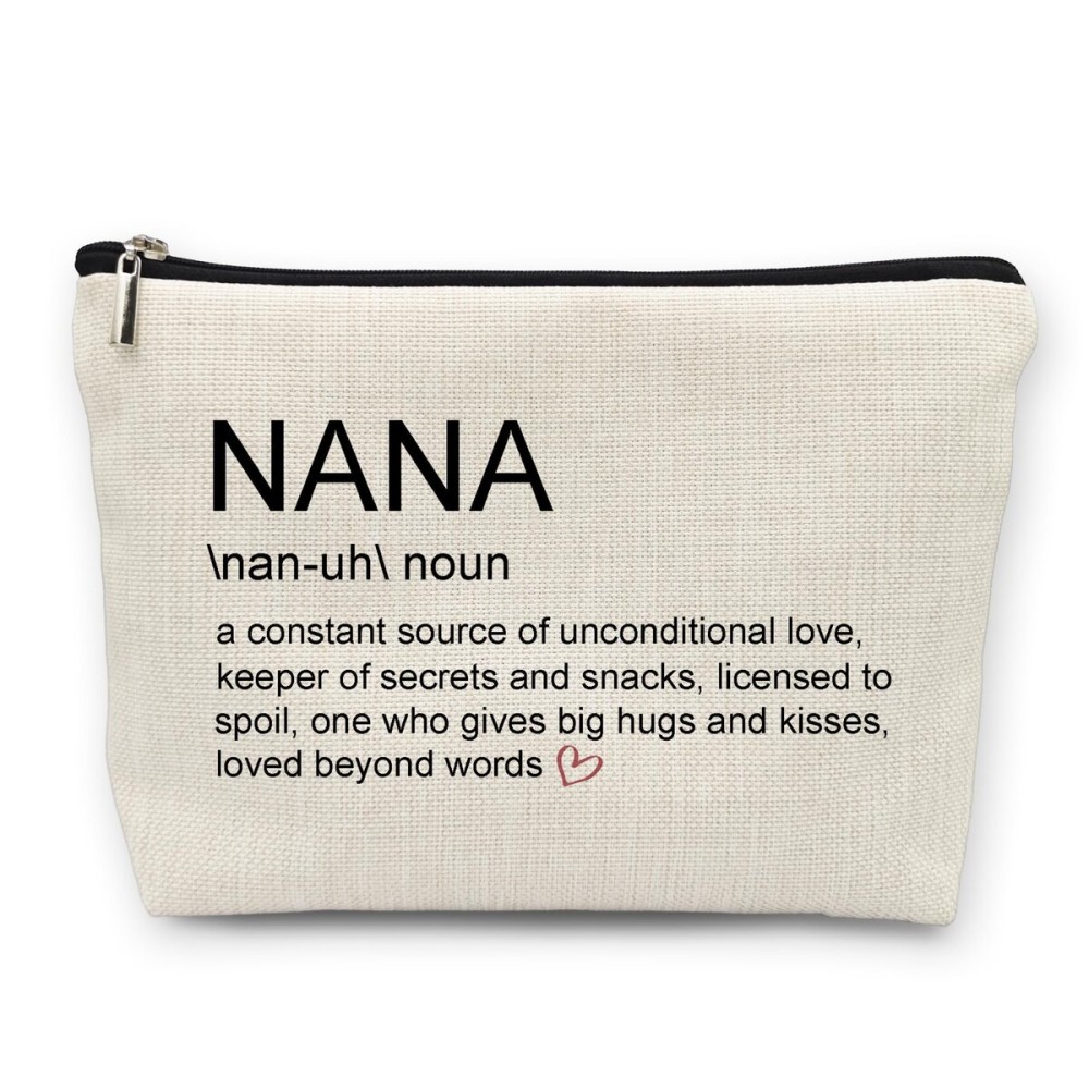 Huester Nana Gifts Makeup Bag, Multi-purpose Travel Cosmetic Case for Women, Patterned Linen, Zipper Closure, Perfect for Makeup, Travel, Toiletry