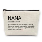 Huester Nana Gifts Makeup Bag, Multi-purpose Travel Cosmetic Case for Women, Patterned Linen, Zipper Closure, Perfect for Makeup, Travel, Toiletry