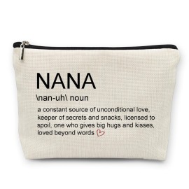 Huester Nana Gifts Makeup Bag, Multi-purpose Travel Cosmetic Case for Women, Patterned Linen, Zipper Closure, Perfect for Makeup, Travel, Toiletry