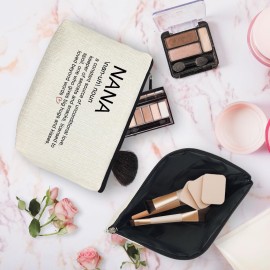 Huester Nana Gifts Makeup Bag, Multi-purpose Travel Cosmetic Case for Women, Patterned Linen, Zipper Closure, Perfect for Makeup, Travel, Toiletry