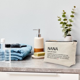 Huester Nana Gifts Makeup Bag, Multi-purpose Travel Cosmetic Case for Women, Patterned Linen, Zipper Closure, Perfect for Makeup, Travel, Toiletry