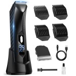 Body Hair Trimmer for Men, Manscape Groin Trimmer/Shaver, IPX7 Waterproof Wet/Dry Groomer with LED Light, Replaceable Ceramic Blade Heads, USB Dock, Mens Ball Shaver, Presents for Father, Husband,Son