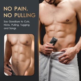 Body Hair Trimmer for Men, Manscape Groin Trimmer/Shaver, IPX7 Waterproof Wet/Dry Groomer with LED Light, Replaceable Ceramic Blade Heads, USB Dock, Mens Ball Shaver, Presents for Father, Husband,Son