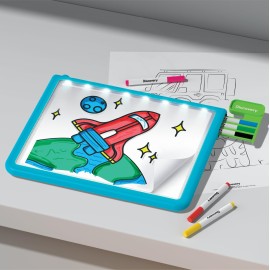 Discovery Glow Tracing Light-Up Art Tablet - Includes 10 Templates, 10 Blank Sheets, 6 Washable Markers| Writing Drawing Tablet for Kids| Craft Kit for Boys Girls| Doodle Board Drawing Pad Toy Gift
