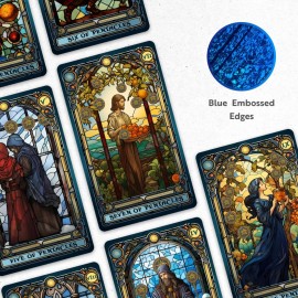 CRAFTERIAN Stained Glass Tarot Cards, 78 Tarot Deck with Foil Edges, Original Tarot Cards for Beginners and Experts with Guide Book, Fortune Telling Game, Divination Tools for All Skill Levels.
